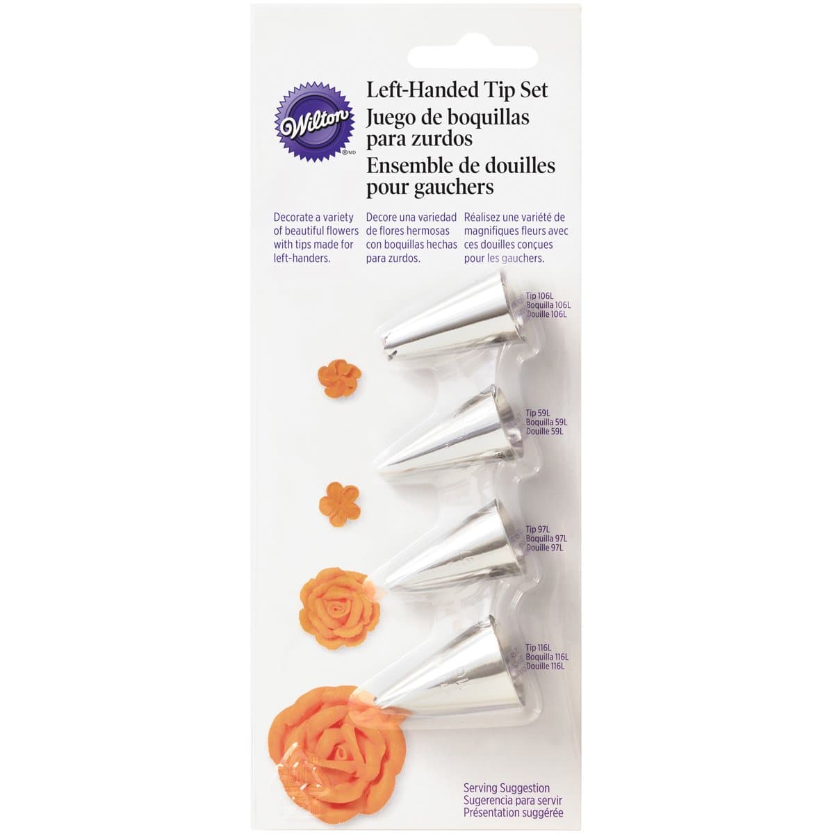Wilton 4 Piece Left-Handed Decorators Flower Icing Tip Set