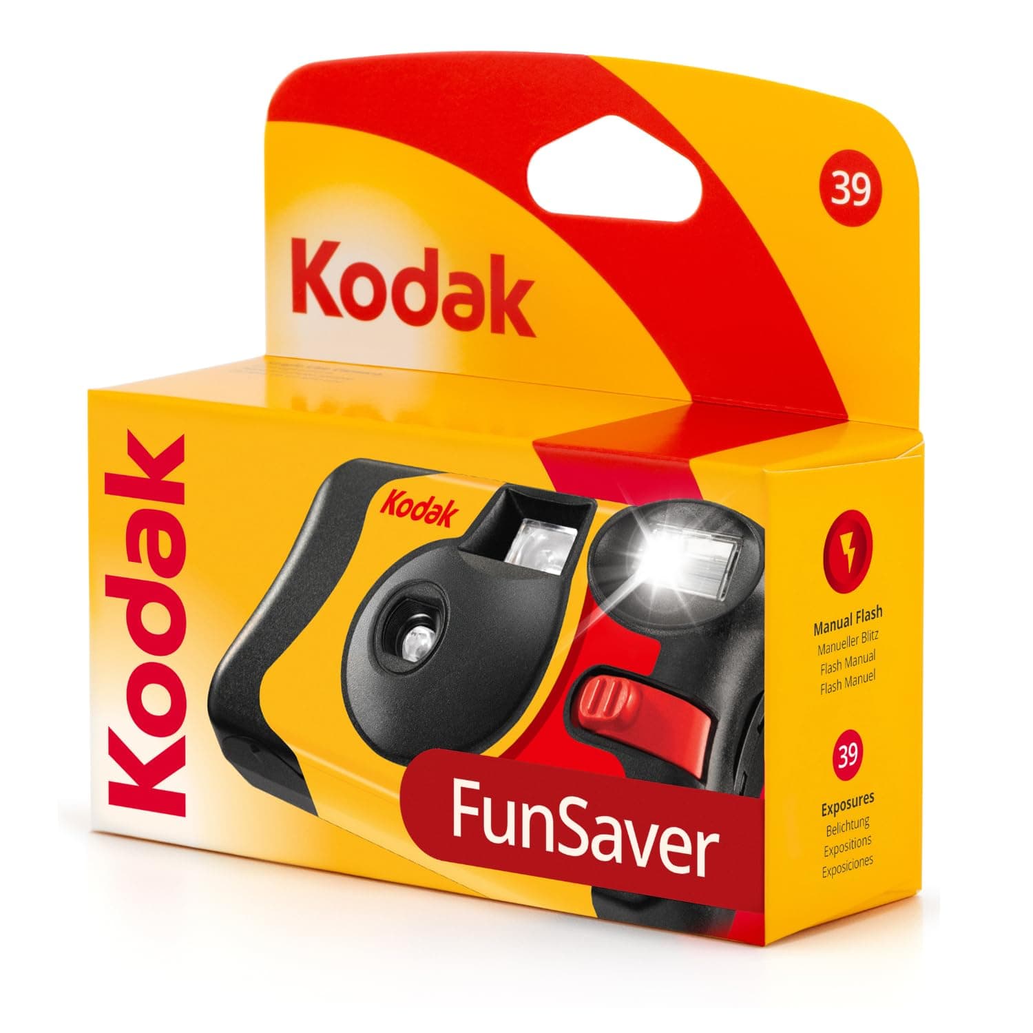 kodak 3920949 Fun Saver Single Use Camera with Flash (Yellow/Red)