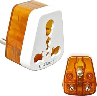 Hi-Plasst 16amp Converter Plug for India (Pack of 1) 6ampere to 16ampere 3-Pin International Socket for Big Size 16 A Plug Top (Use 16amp Devices in 6amp Socket) for Geysers A/C Microwave Refrigrator