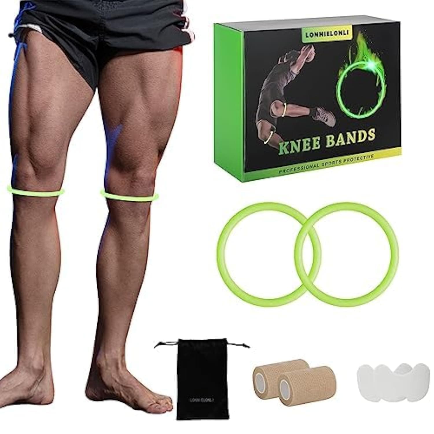 Patella Tendon Support Strap, Revolutionary Patellar Ring Knee Stabilizer with Knee Patches & Self-Adhesive Bandage Wraps, Silicone Patellar Knee Brace for Working Out Basketball Running