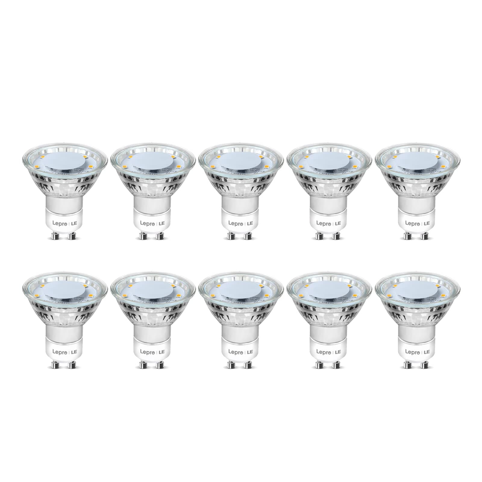 GU10 LED Bulbs, Cool White 5000K Spotlight, 50W Equivalent, 4W 325lm Energy Saving GU10 LED Light Bulbs, 100° Wide Beam, Non-dimmable, Pack of 10