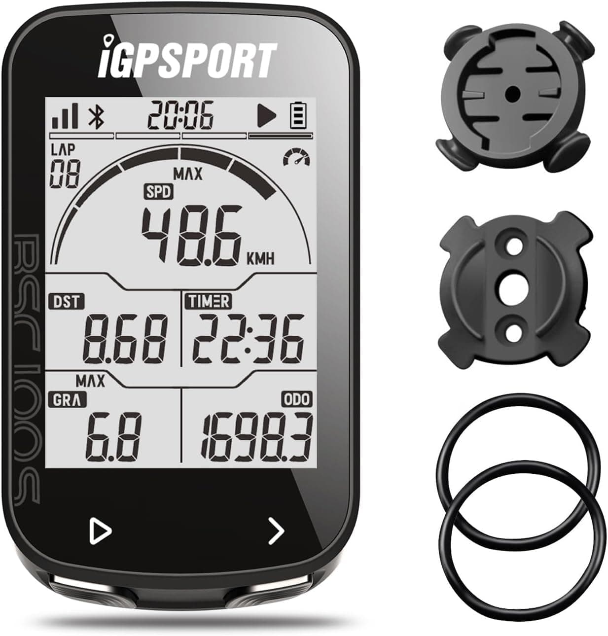 IGPSPORT Gps Bike Computer Big Screen With Ant+ Function Igs50E Cycle Computer Support Heart Rate Monitor And Speed Cadence Sensor Connection - Black