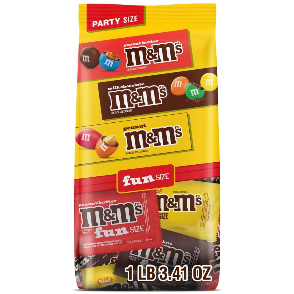 M&M'S Milk Chocolate Candy Bag Peanut and Peanut Butter Fun Size Party Size 550ml
