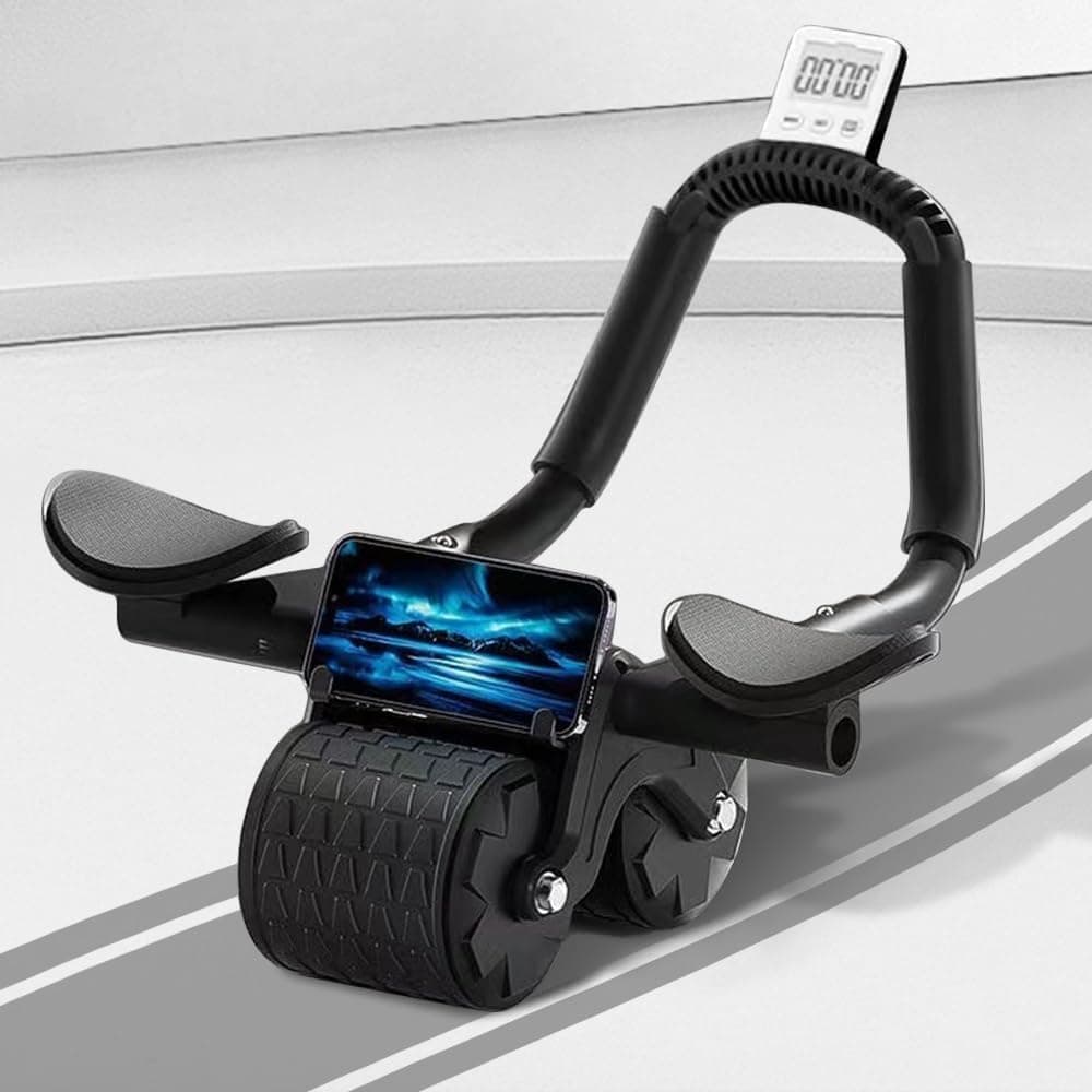 2026 New Ab Roller Wheel with Timer & Knee Mat,Automatic Rebound Abdominal Wheel with Elbow Support Ab Workout Equipment for Strengthening Core Muscles Abs Exercise Roller for Women Men
