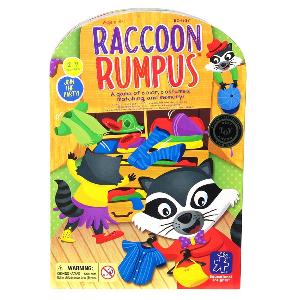 Educational Insights Raccoon Rumpus - Color Matching Game for Kids, 2-in-1 Memory Matching Games for Toddlers 3-5, Skill-Building Preschool Games, Early Learning Color Board Game, Boys & Girls Ages 3+