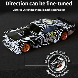 - FunXylophy RC Sport Racing Drift Car, 1/43 Scale 2.4G 15KM/H Full Proportional RC Electric Mini Racing Drift Car Model with Lights Kit and Drift Tires (Black White Gyroscope RTR Version)