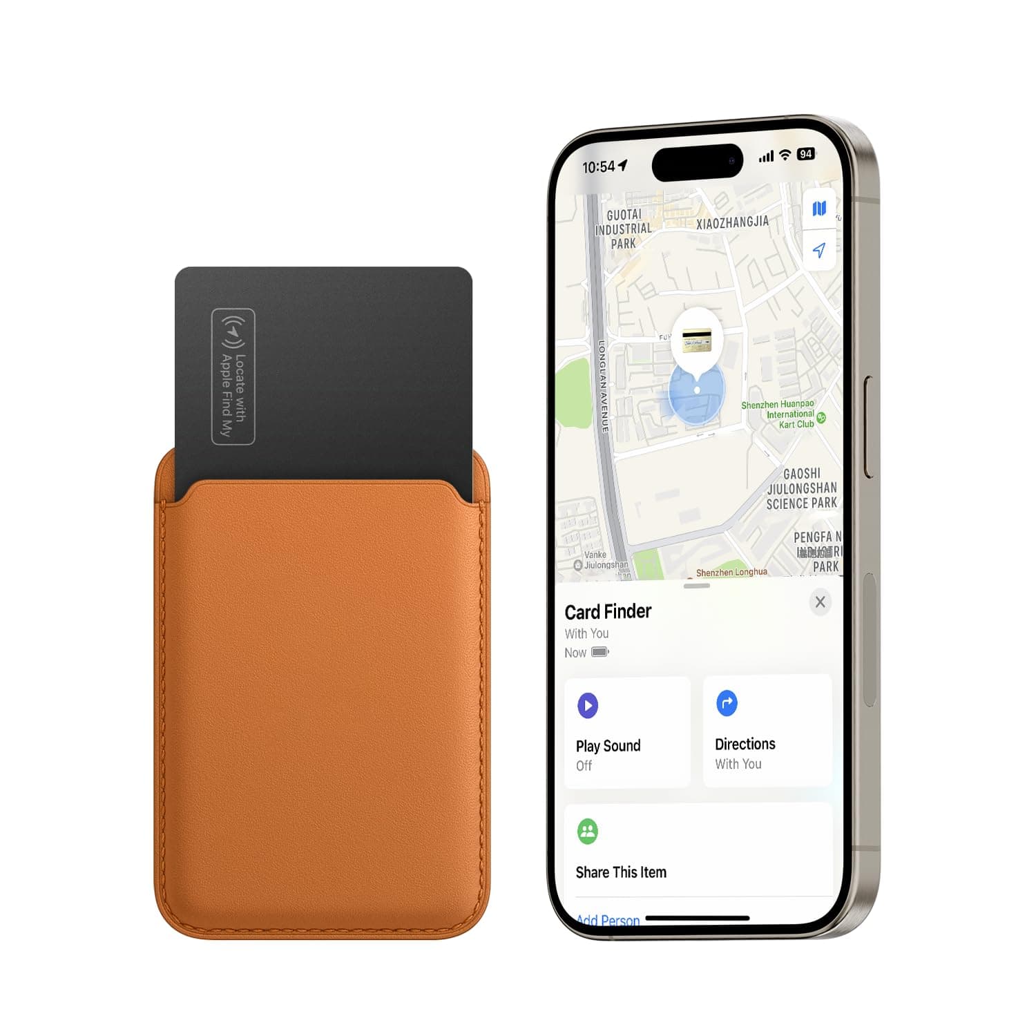 Slim Wallet Tracker Card,Wallet Finder,Wirelessly Rechargeable,Smart Bluetooth Locator for Phone, Luggage,Passport,Works with Find My (iOS Only),IP67 Waterproof,Black 1 Pack
