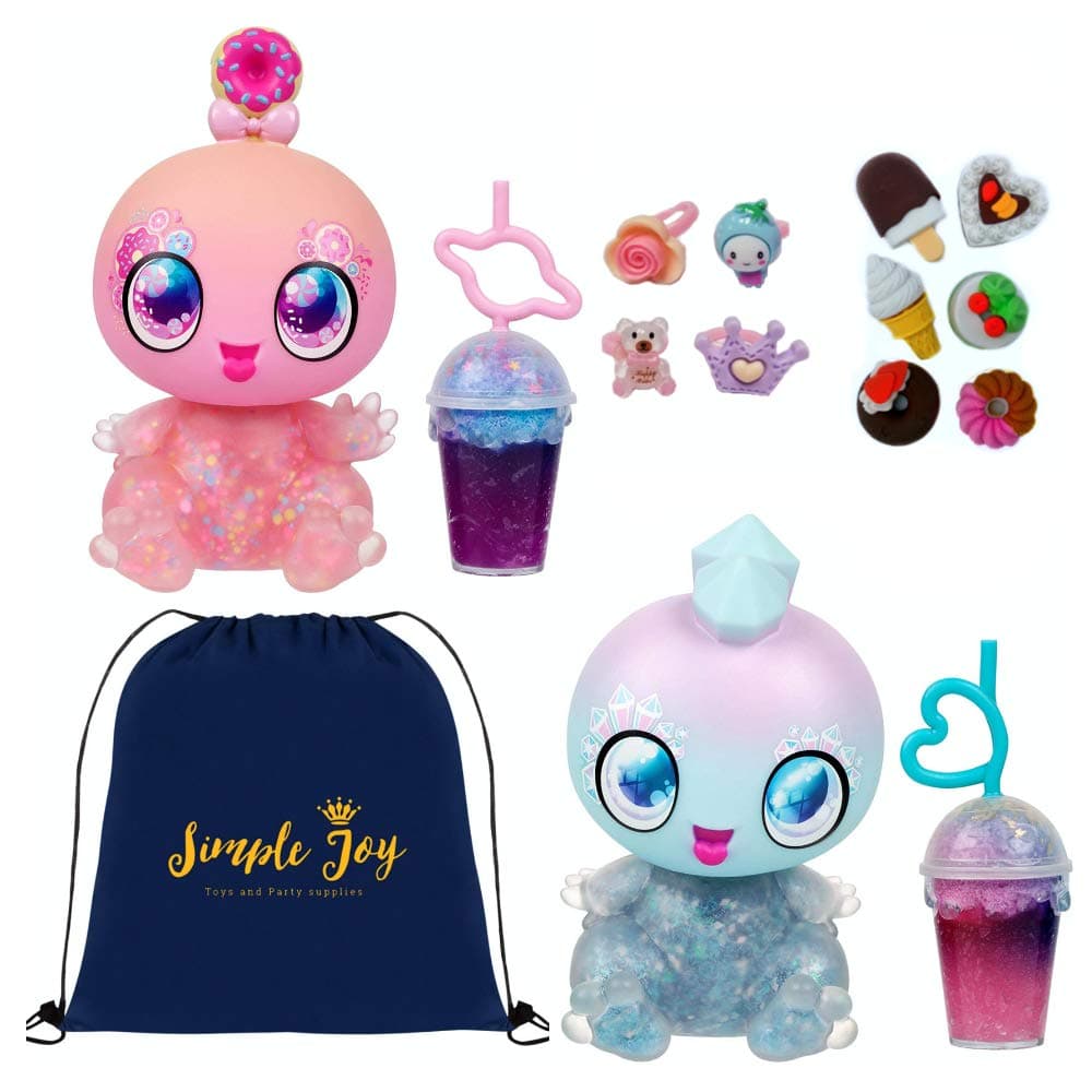 2 Pack Stella Skygems and Astra Nommy Dolls with Squeezer Belly & DIY Activity