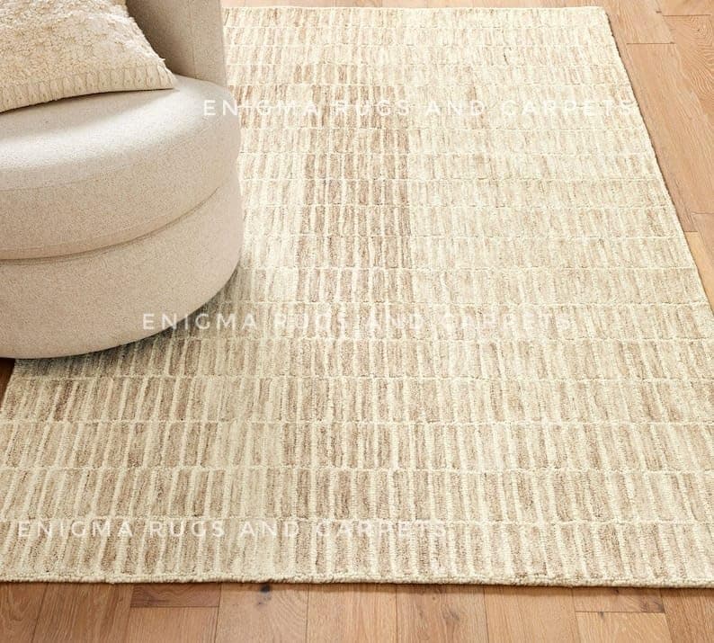 Handmade Wool Capitola Space Dyeing Imported Premium Wool Area Rug - Unique Modern Bedroom, Dining Room & Home Decor Carpet (Light Gold, 2.6x8 Feet)