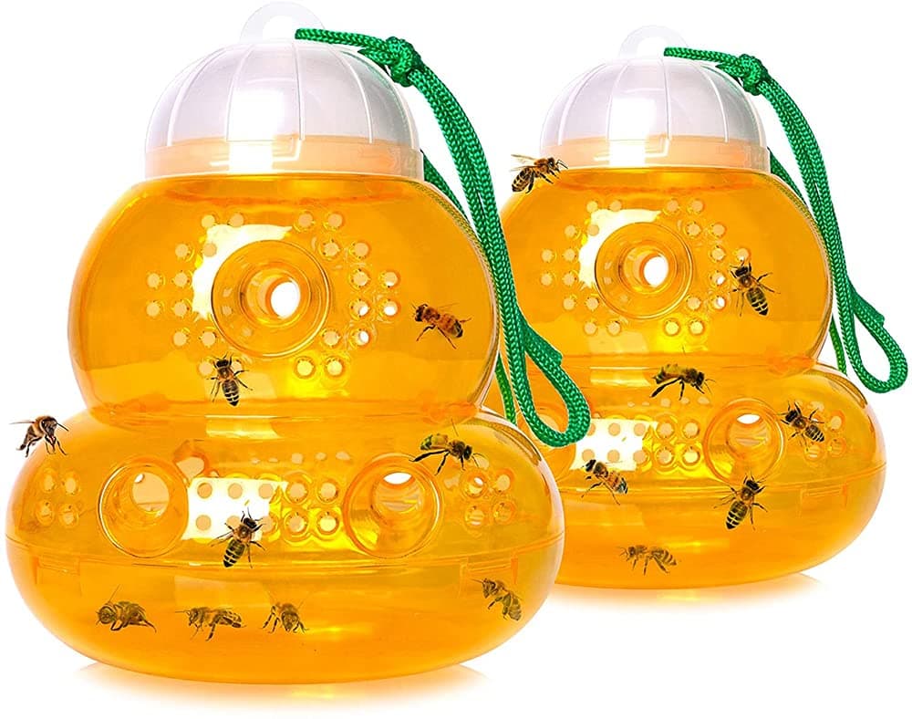 Insect Trap, 2 Pack Bee Traps, Gourd Wasp Trap For Hornet Bees Yellow Jackets, Catcher Non Toxic, Reusable, Hanging Outdoor Deterrent Killer