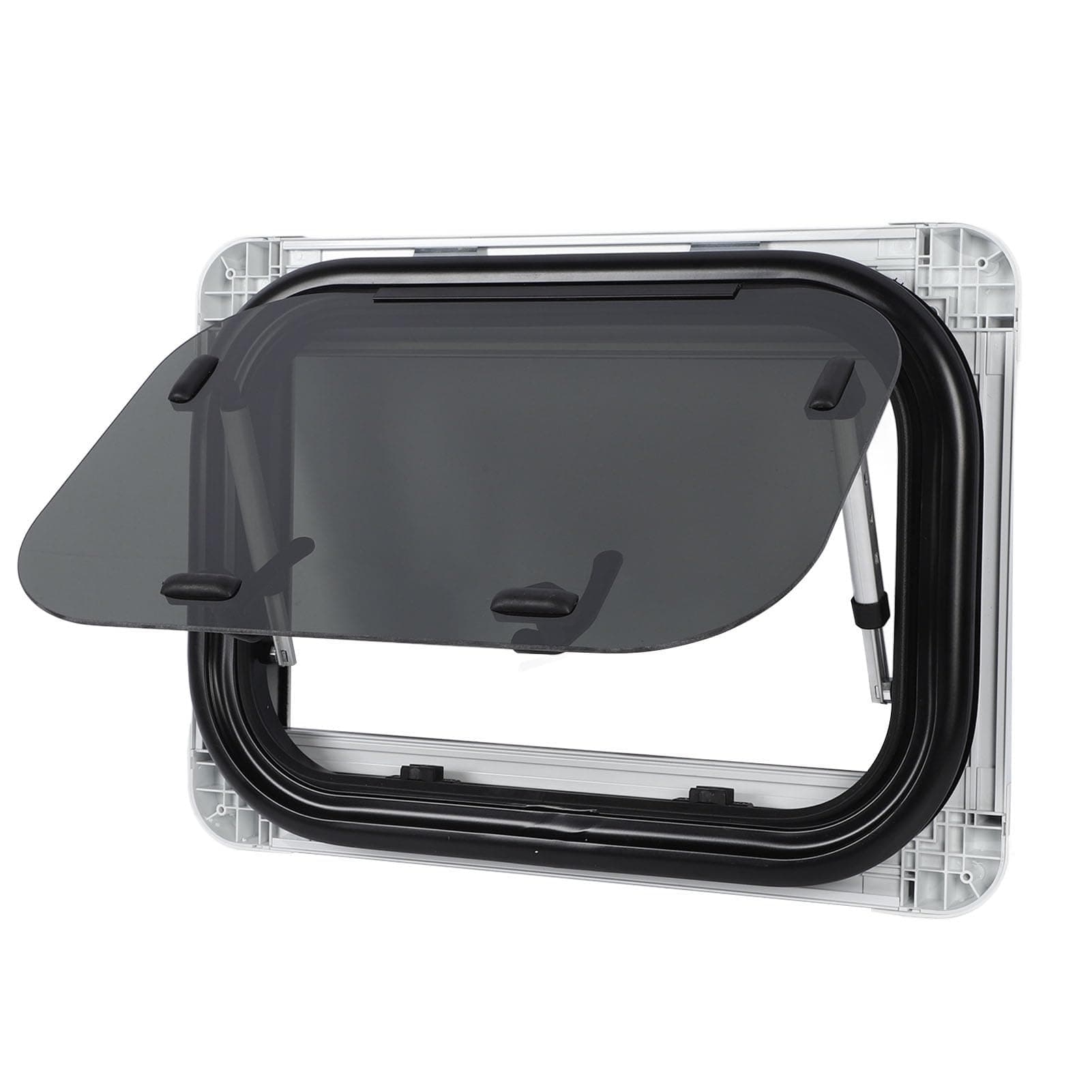 Sorandy 20 X 16in Push Out RV Window, UV Tempered Glass Hinged Window RV Exit Window with Screen and Sunshade Blind RV Side Window Replacement for Camper, Trailer, Mobile Homes