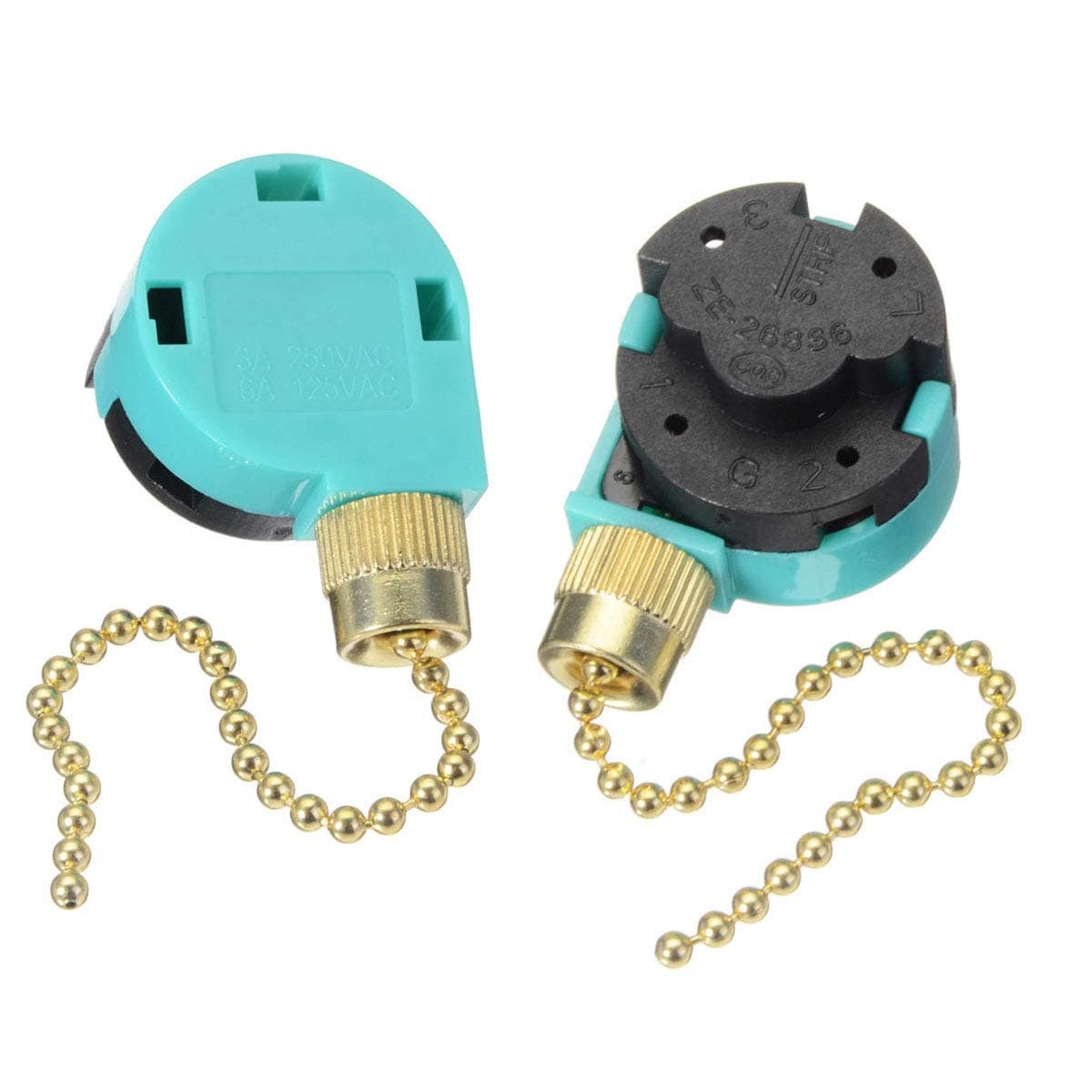 2 pack Ceiling Fans Replacement Parts 268S6, Ceiling Fan Switch 3 Speed 4 Wire Pull Chain Cord Switch Appliances Replacement Speed Control for Ceiling Fans Wall Lamps-Gold