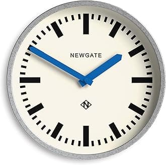 NEWGATE Luggage Wall Clock | Modern Retro Metal Station Clock | 30cm | Deep Galvanized Metal Case with Blue Hands | Contemporary Vintage Style for Kitchen