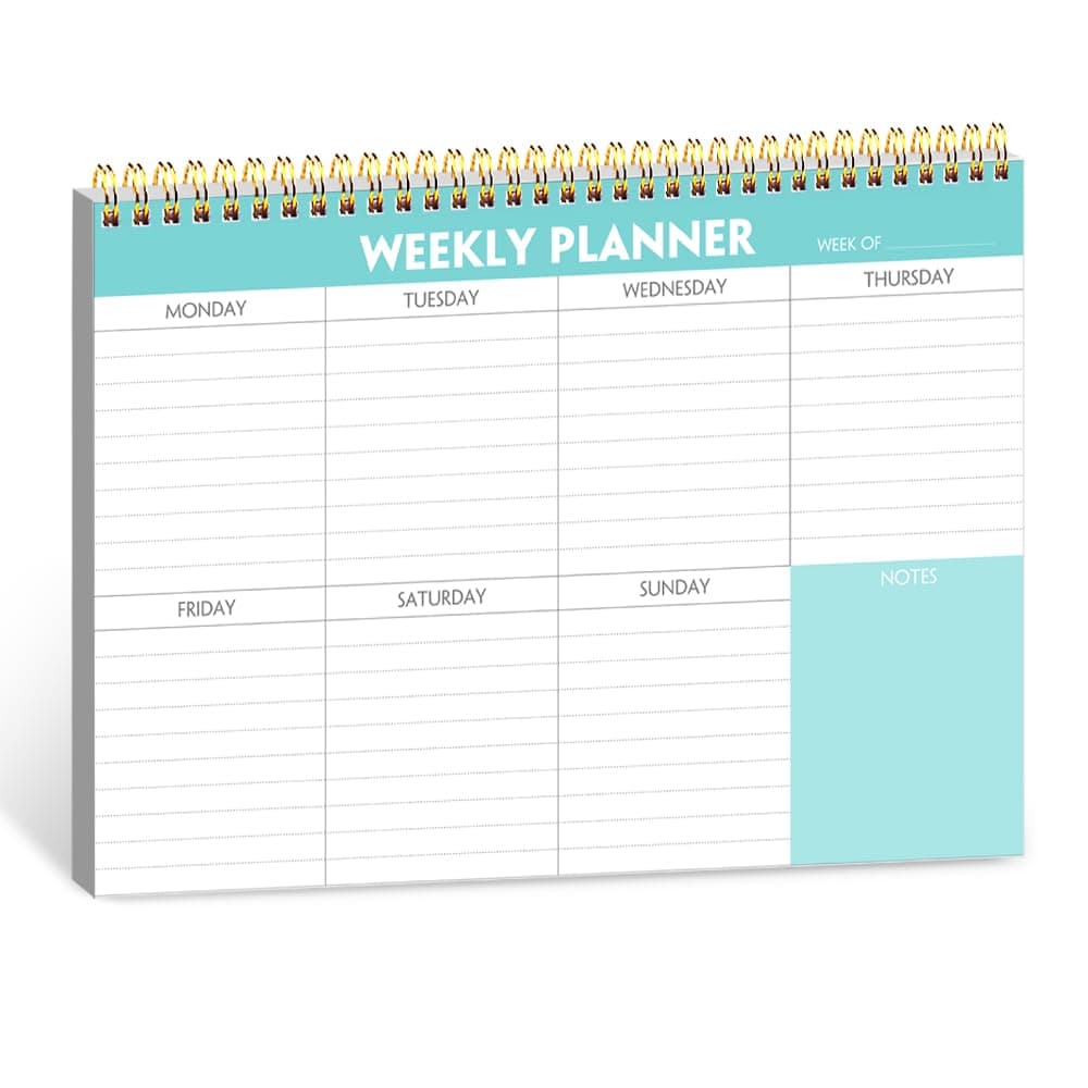 Weekly Planner Notepad - 7" x 10" Weekly Pad Organizers Habit Tracker Journal for Man & Women, 52 Sheets, 100gsm Paper, Undated Weekly To Do List Notepad with Your Life, Teal