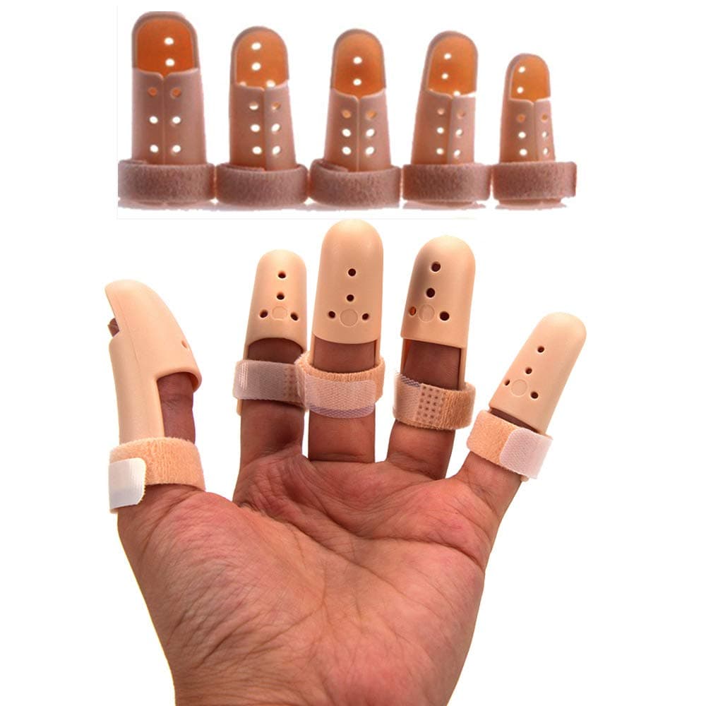 Finger Splint Brace,Mallet Finger Splints Pink Posture Corrector,Plastic Finger Support Protector for Arthritis Basketball,Adjustable Finger Immobilizer for Broken Finger Joint Fracture Pain-5Pcs/Pack