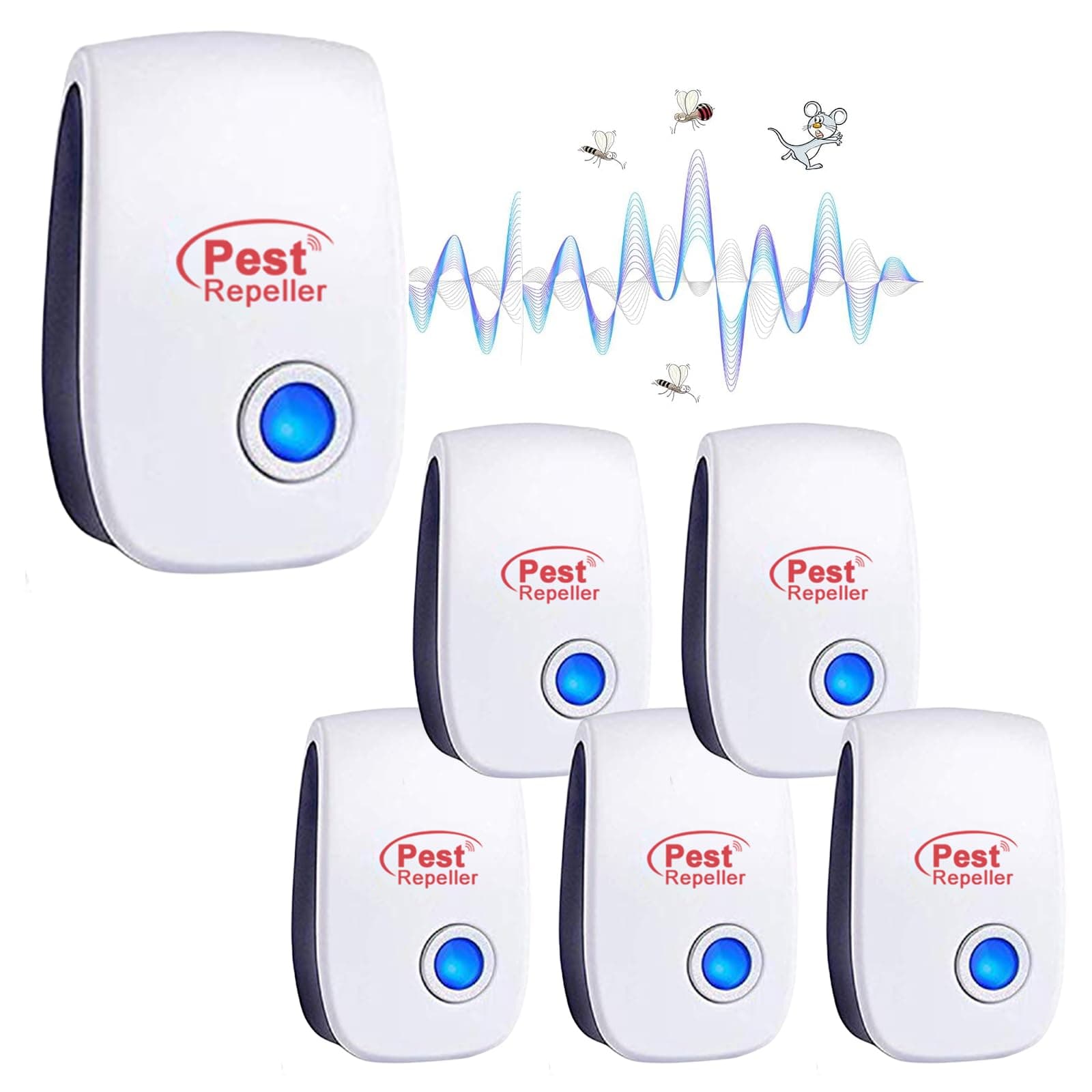 Ultrasonic Pest Repeller, 6 Packs Electronic Insect Repeller and Plug-In Pest Repellent, Mice Repellent Pest Control Insect and Spider Repellent Against Mosquito,Cockroach,Mice,Spiders,Flies