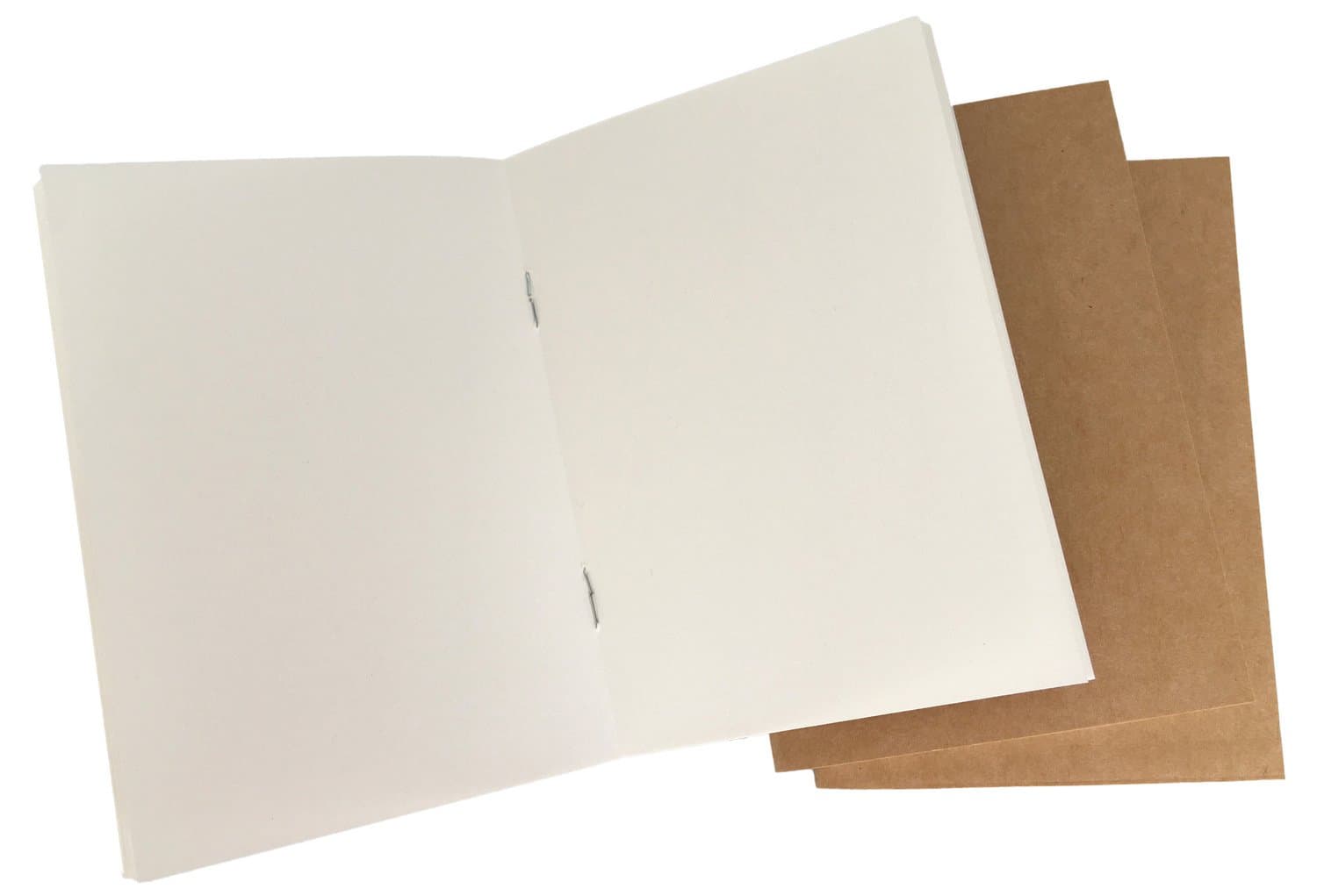Blank Notebook Journal Sketchbook - Set of 3 Inserts Plain Unruled Refill for Leafpaq Passport Notebook - Thick 100gsm Cream Paper with Kraft Brown Cover, 192 Pages - Perfect for Sketching, Drawing