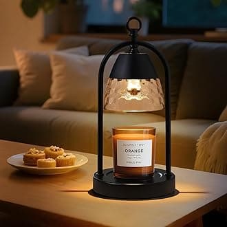 GyroVu Candle Warmer Lamp with Timer, 3-Level Dimmable Candle Lamp Warmer with Vintage Glass Shade