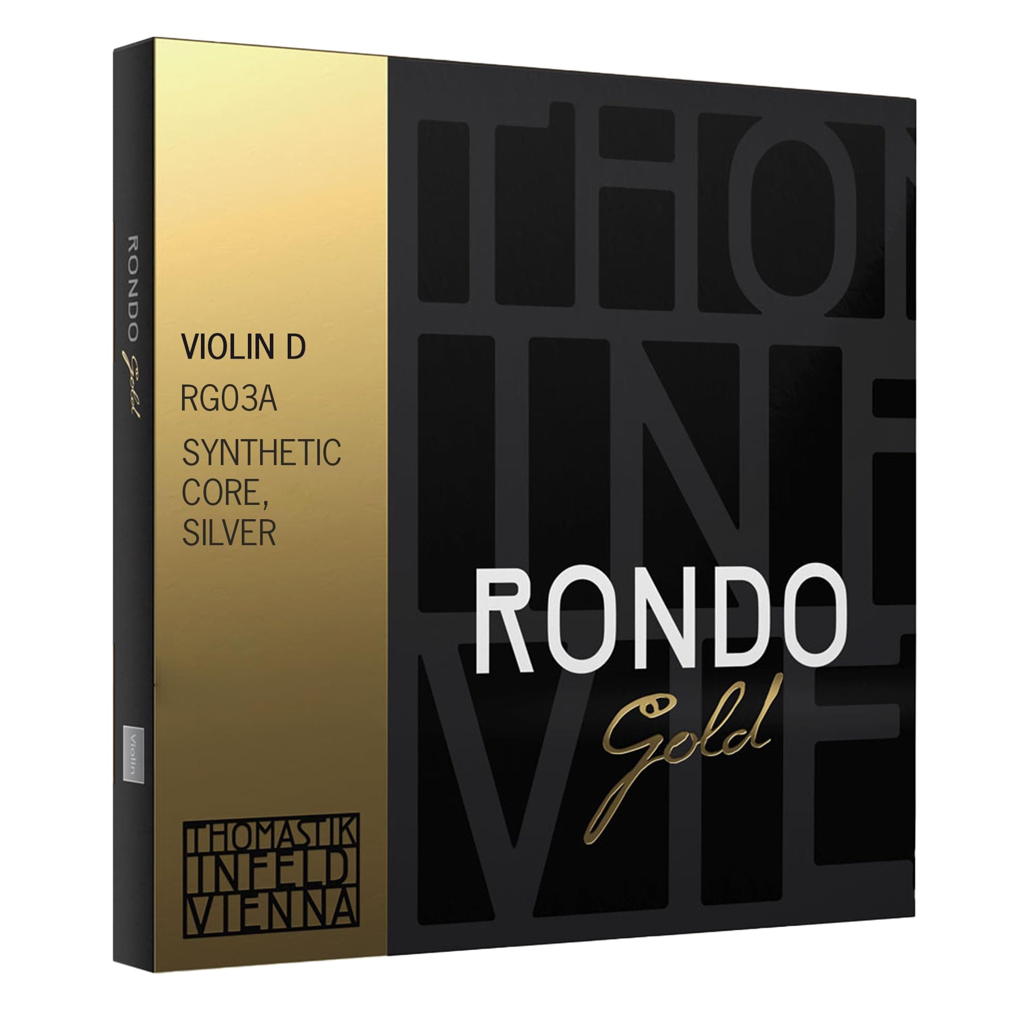 ThomastikInfeld Rondo Gold RG03A Replacement Violin D String | Silver Wound Synthetic Core Violin String for Professionals and Aspiring Violinists | Warm Sound and Focused Response | Made in Vienna