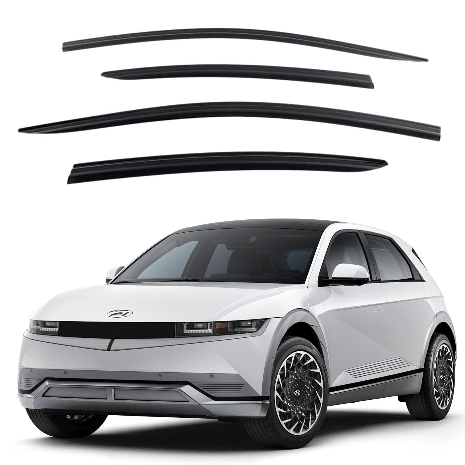 Safe Smoke Window Visor Sun Rain Vent Guard 4 Pcs Set Compatible with 2022~ IONIQ 5 Electric Out Channel Visor