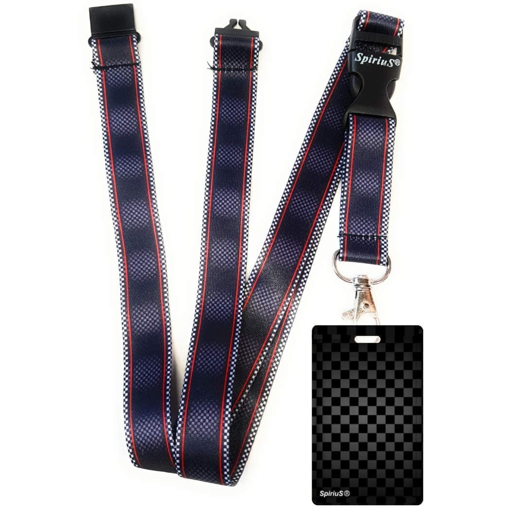 Lanyard Neck Strap with Badge Holder. (Checked Plaid)
