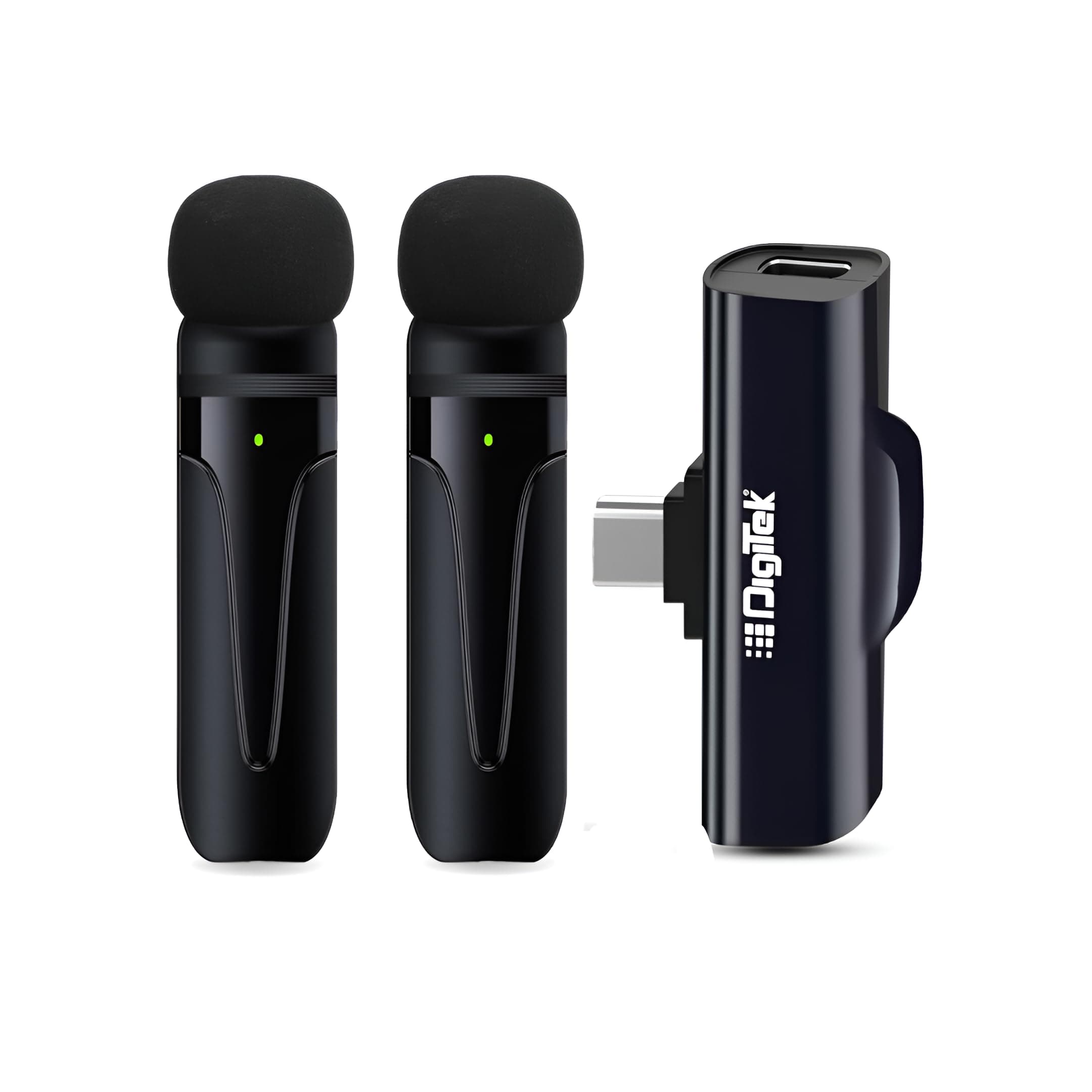 (DWM-003) 2 Unit Wireless Microphone & 1 Unit Receiver with Type C, Compatible for Noise Cancellation Mic Suitable for Vlog, YouTube, Live Streaming, Video Recording and More