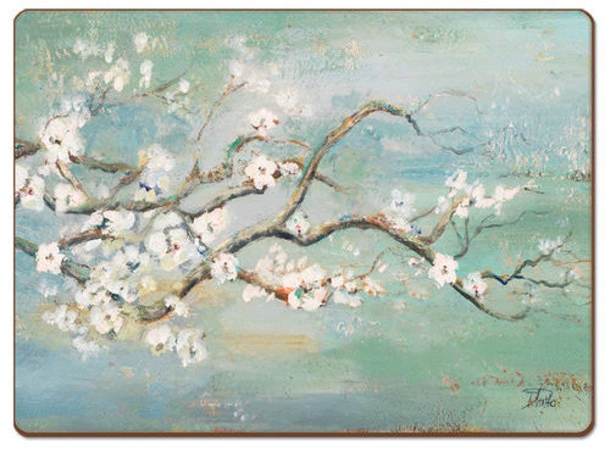 4 Premium Hardboard Placemats Table Mats, Cherry Blossoms