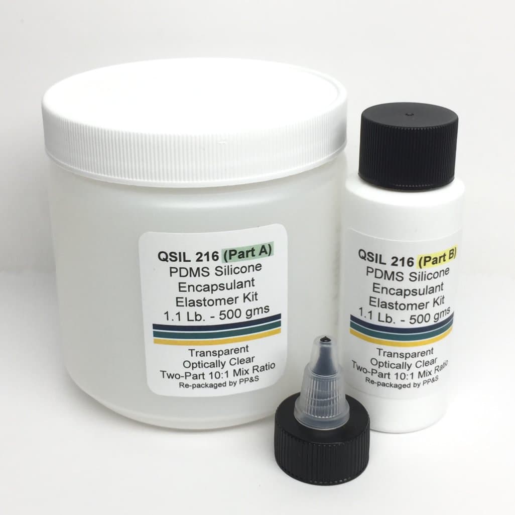 Clear Liquid Silicone PDMS Elastomer Encapsulant, 1.1 Lb - 500 Gram Kit, Includes Part A Base and Part B Curing Agent, 10:1 Mix Ratio