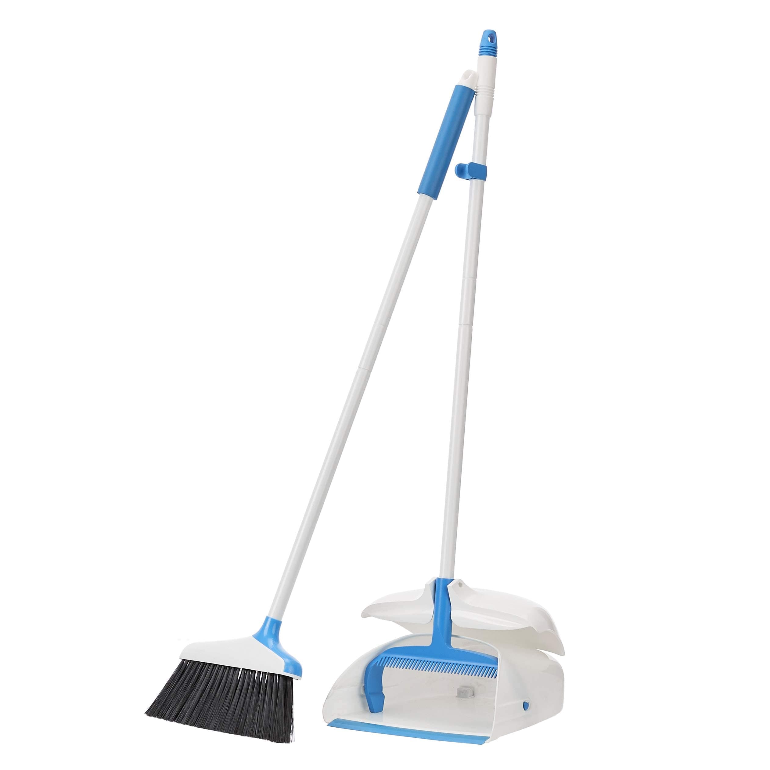 Amazon Basics Broom with Handled Dustpan, Blue&White