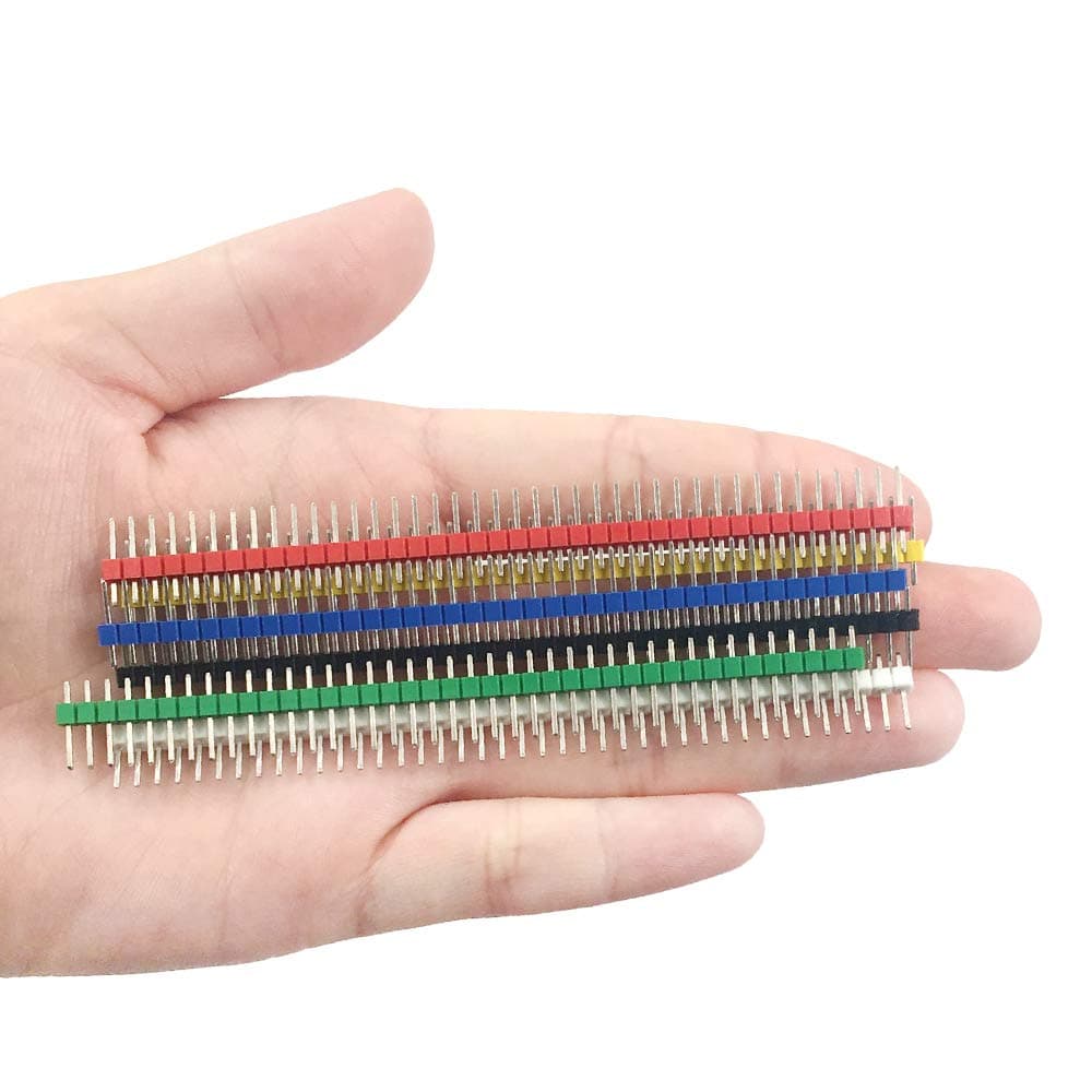 Jabinco 30 Pcs 40 pin Breakable Pin Header 2.54mm Single Row Male Header Connector Kit PCB Pin Strip for Arduino