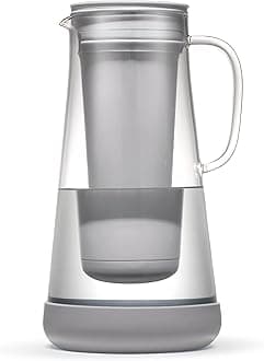 LifeStraw Home– Water Filter Pitcher, 7-Cup, Glass with Silicone Base, Pebble, for Everyday Protection Against Bacteria, Parasites, Microplastics, Lead, Mercury, PFAS and a Variety of Chemicals