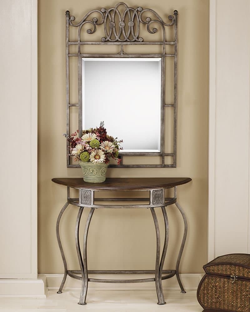 Hillsdale Montello Metal Console Mirror with Interlocking Oval Design, Silver