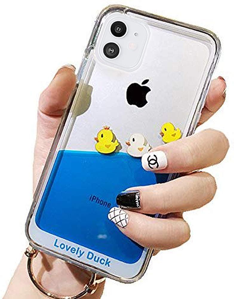UnnFiko Liquid Case Compatible with iPhone X Xs, 3D Cool Quicksand Flowing Floating Bling Glitter Sparkle Soft Case for Girls Women (Three Ducks, iPhone X Xs)