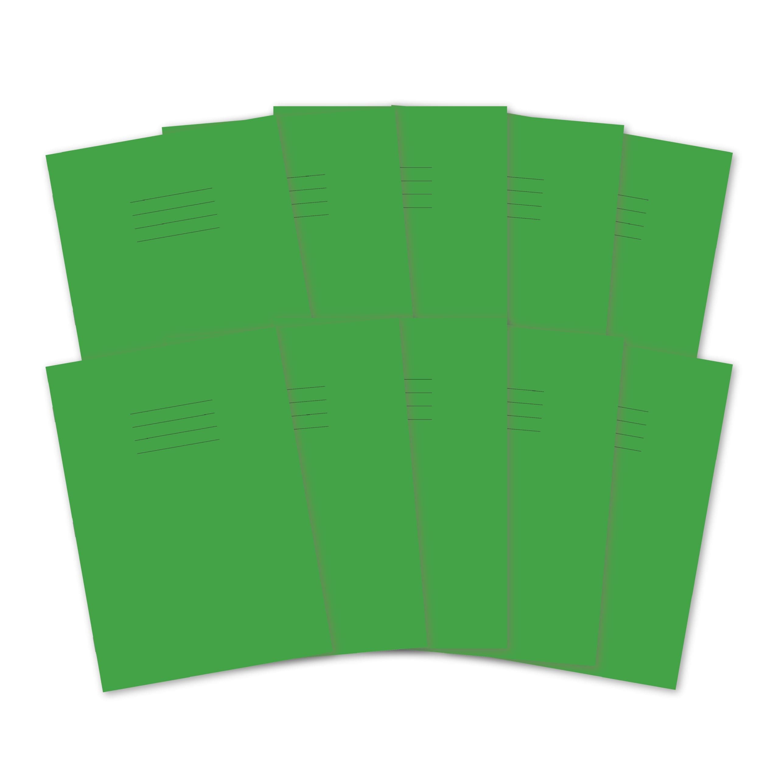 Hamelin A4 Exercise Books, 48 Pages, Light Green, Pack of 10 for School, 8 mm Ruled and Margin