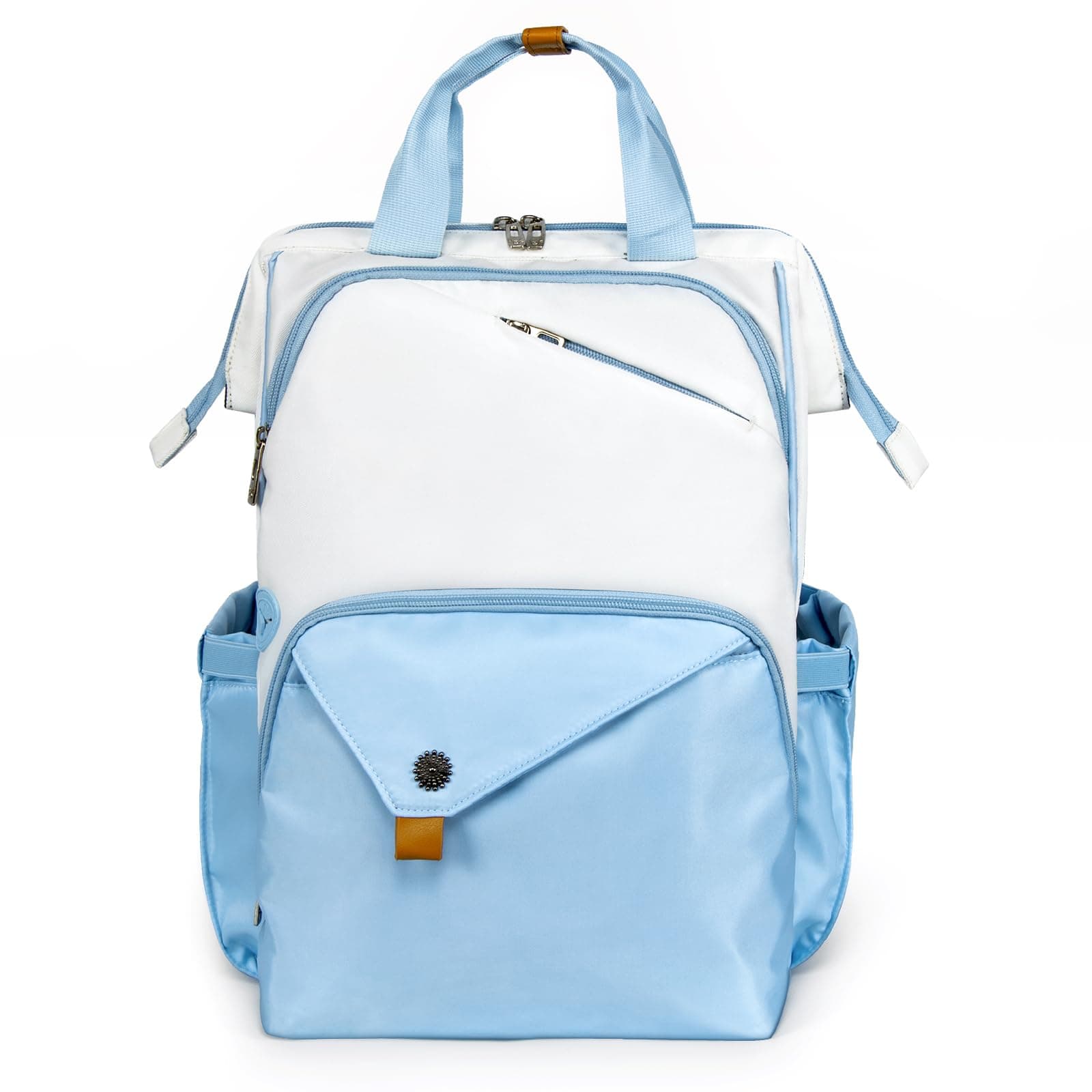 Travel Backpack Carry On Flight Approved, Laptop Backpack for School, Work Backpack Woman, White Blue(7651-WB)