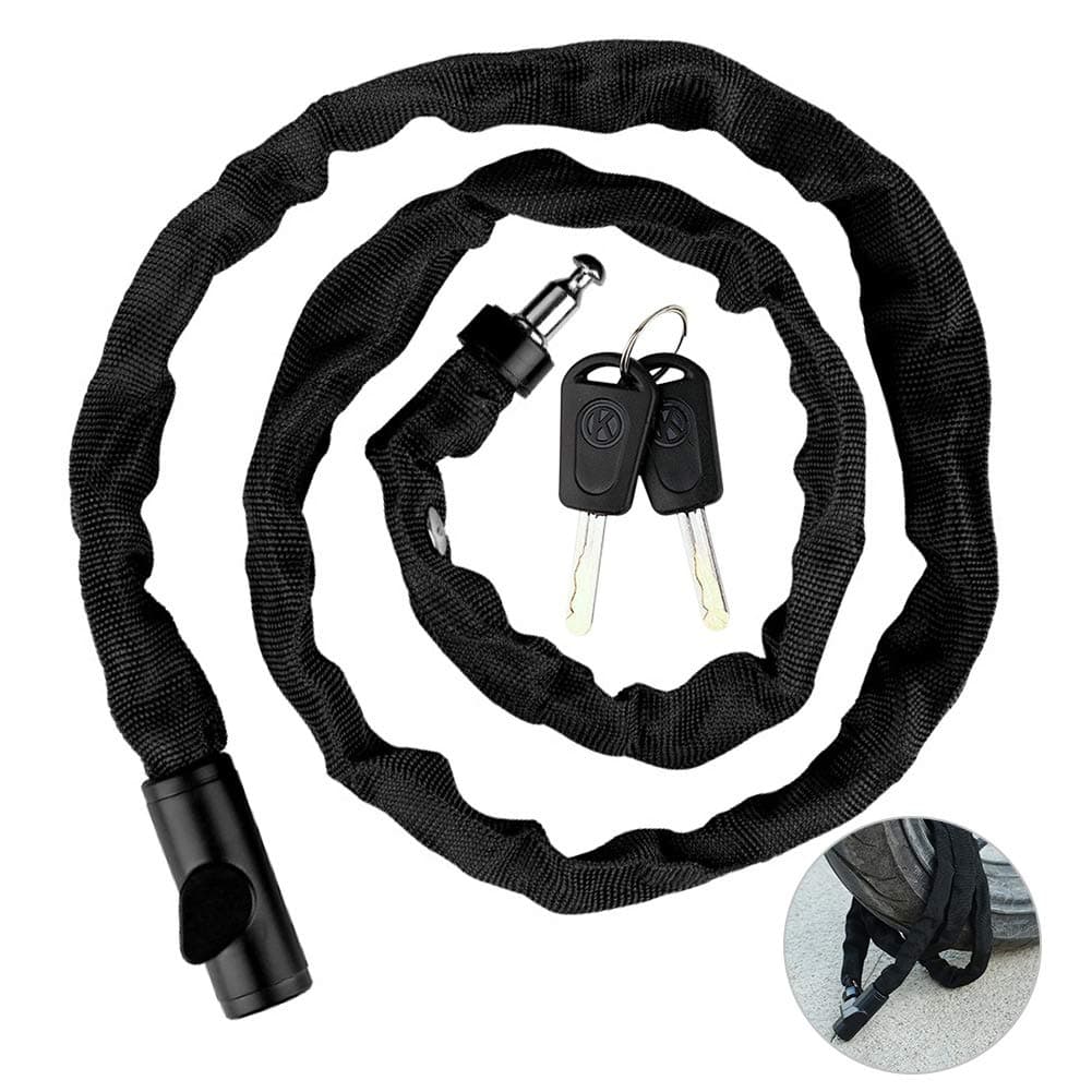 Allnice Bike Lock, 5 Ft Extra Long Chain Lock Heavy Duty Anti-Theft Bicycle Lock Bike Chain Lock with 2 Keys, Great for Bicycle, Motobike, Gate, Sports Equipments and More