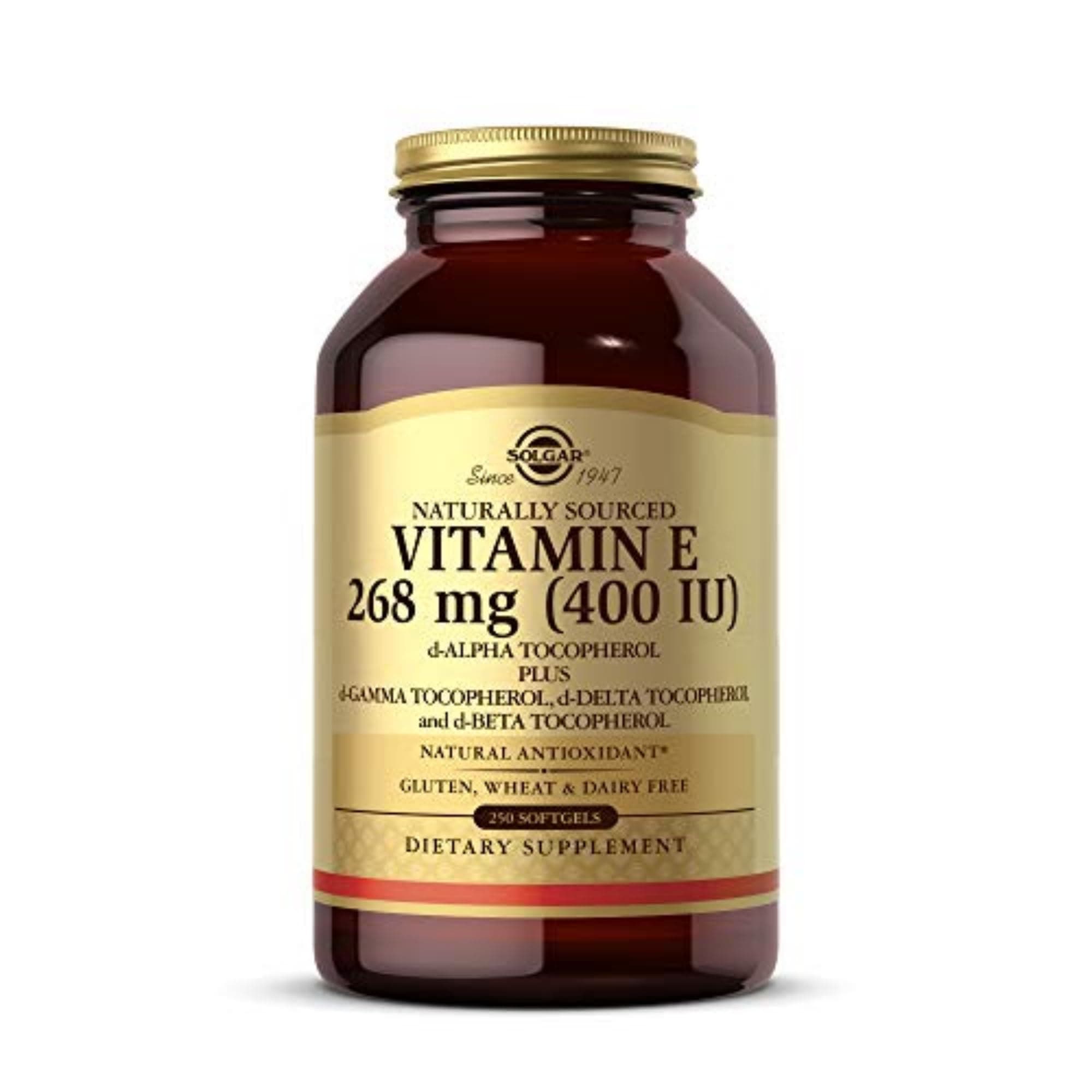 Vitamin E 268 mg (400 IU), 250 Mixed Softgels - Natural Antioxidant, Skin & Immune System Support - Naturally-Sourced Vitamin E - Gluten Free, Dairy Free - 250 Servings