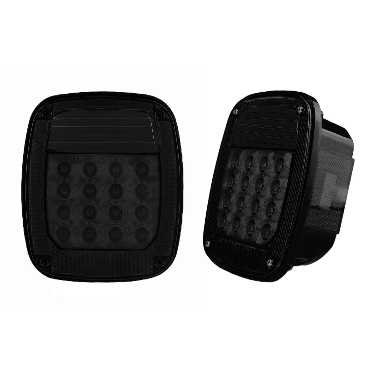 Smoked Square Rear Combination Tail Lights Lamps Assembly Replacement for 1979-2006 Wrangler TJ YJ CJ5 CJ7 with Passenger and Driver Side Marker Stop Turn Signal Brake Lights DOT Certified, 2Pcs