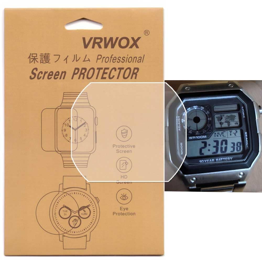 VRWOX 3-PCS TPU Screen Protector For AE-1200WH-1AVCF Watch, Full Coverage Screen Protector for AE-1200 / AE1200WH-1A / AE1200WHD-1A Watch HD Clear Anti-Bubble and Anti-Scratch