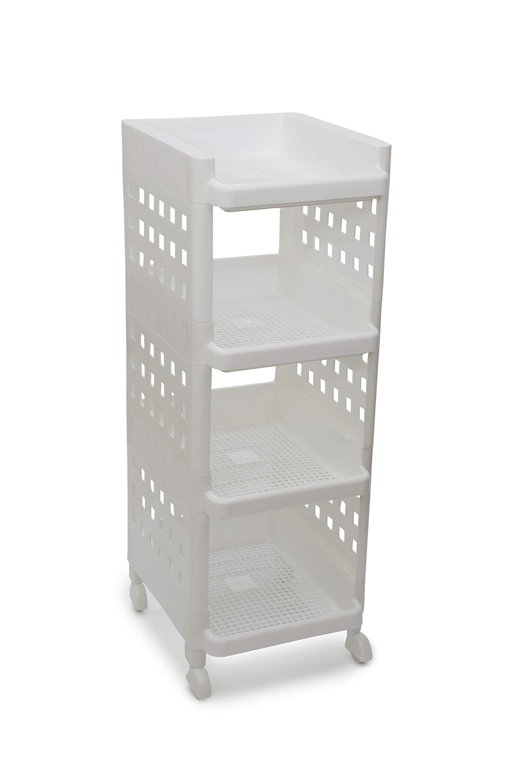 Selvel Plastic Multipurpose Utility Rack, 4 Tier, White