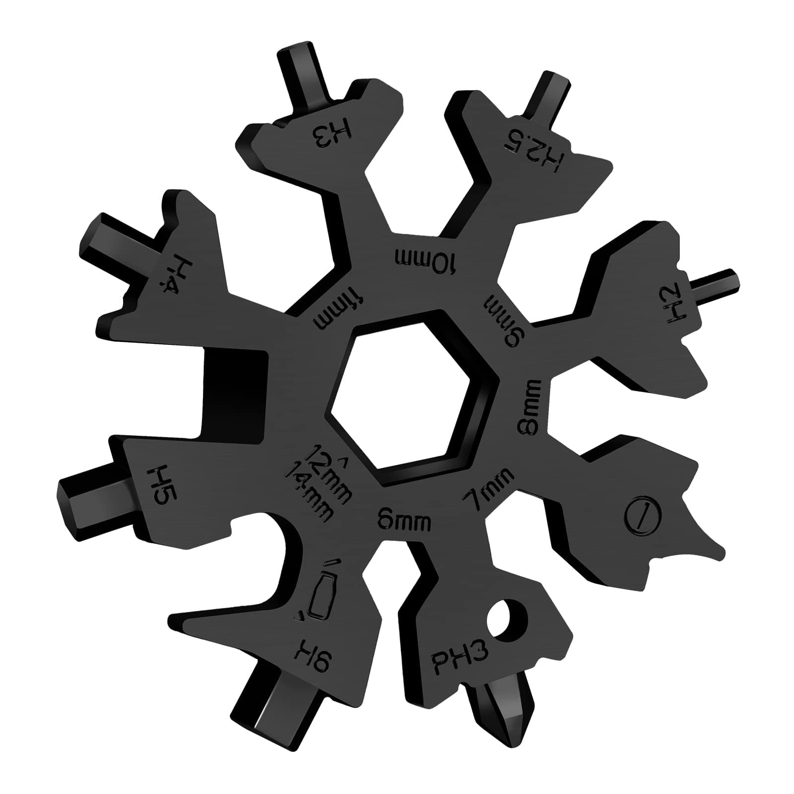 Vickay 18 in 1 Snowflake Multi Tool, Phillips Flat Screwdriver Kit/Wrench/Bottle Opener, EDC Camping Gear, Gifts for Men (Black)