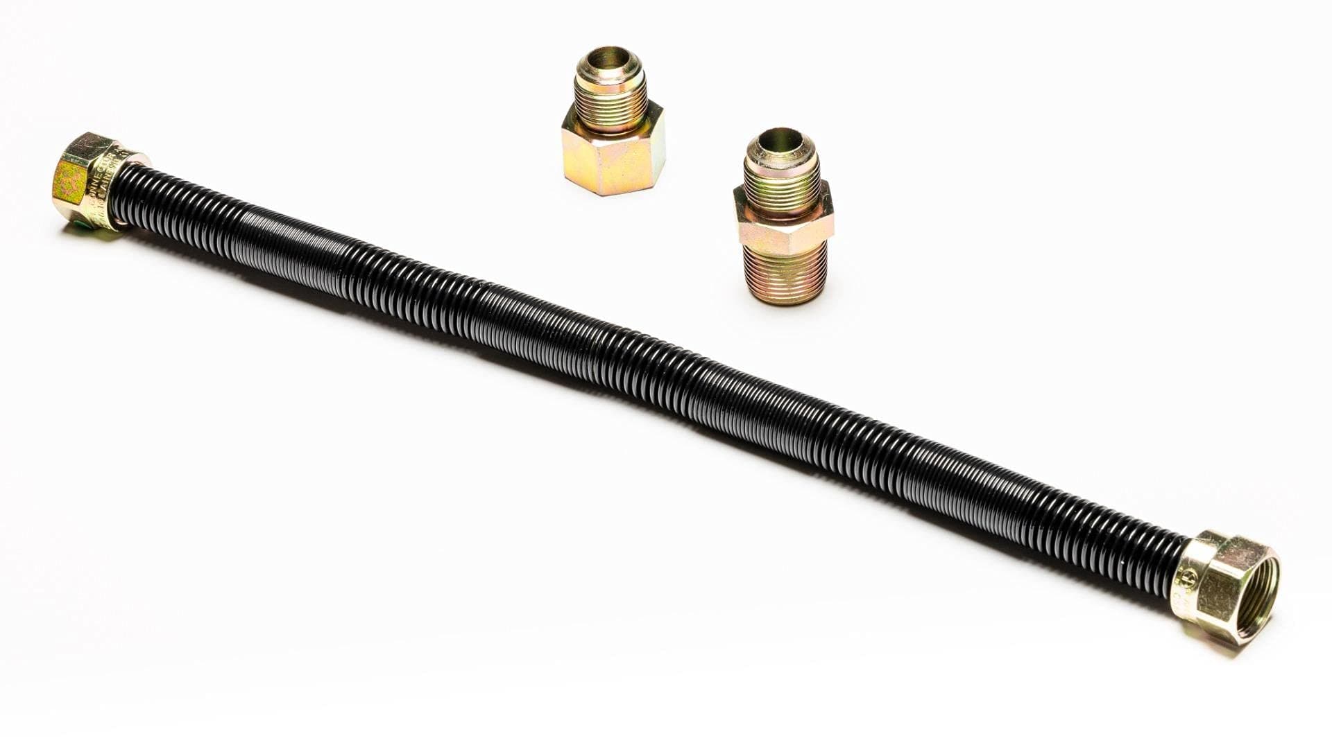 24'' x 3/4'' High Capacity Gas Flex Line - Premium Quality Black Non-Whistle Fire Pit, Fireplace, Dryer Gas Line - Perfect Gas Line for NG or LP Fire Pits - Versatile Usage - Easy Installation