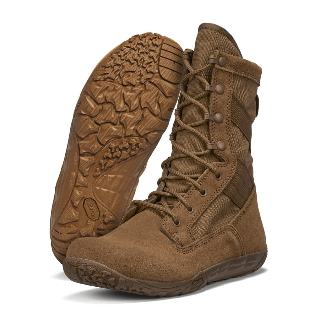 Belleville Mini-Mil TR105 Tactical Boots for Men - Zero Drop Boots - Slip-Resistant Military Footwear - Breathable Desert Style - Full-Grain Cattlehide Leather - Soft-Toe Design