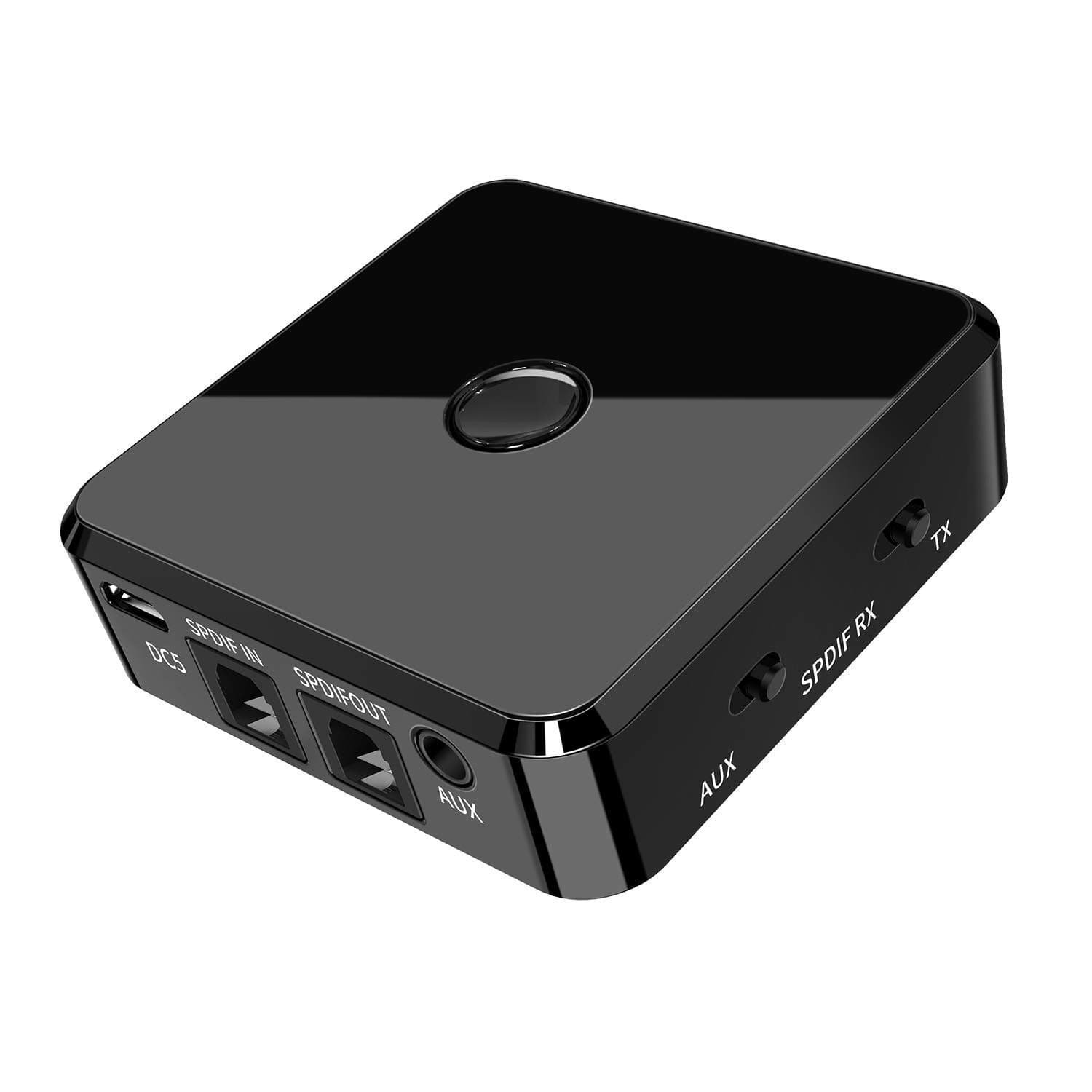 MEEPHONG Bluetooth 5.0 Transmitter and Receiver, Upgrade 2-in-1 Audio Bluetooth Adapter with Digital Optical and 3.5mm Wireless Audio Adapter for TV/Home/Car Stereo System (Black)