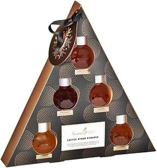 Set of 6 Flavoured Coffee Syrup Pyramid Sweet Your Morning Coffee Perfect Gift Set for a Coffee Lover! 6pk.