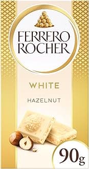 Rocher White Chocolate Bar with Crunchy Whole Hazelnut and Cocoa Filling, 90g