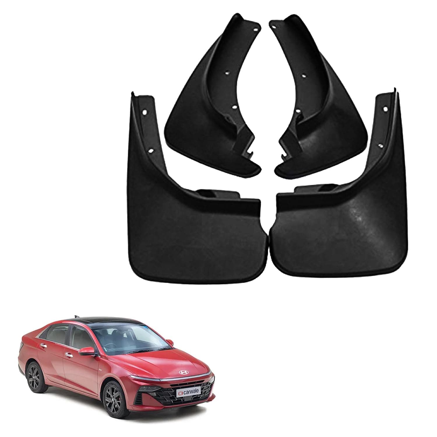 Autokaar O E Type Car Mud Flap Box Shape Splash Protection Guard Tyre Flap Complete Set of Front & Rear Tires for Hyundai Verna 2023 Onwards (Type-6)