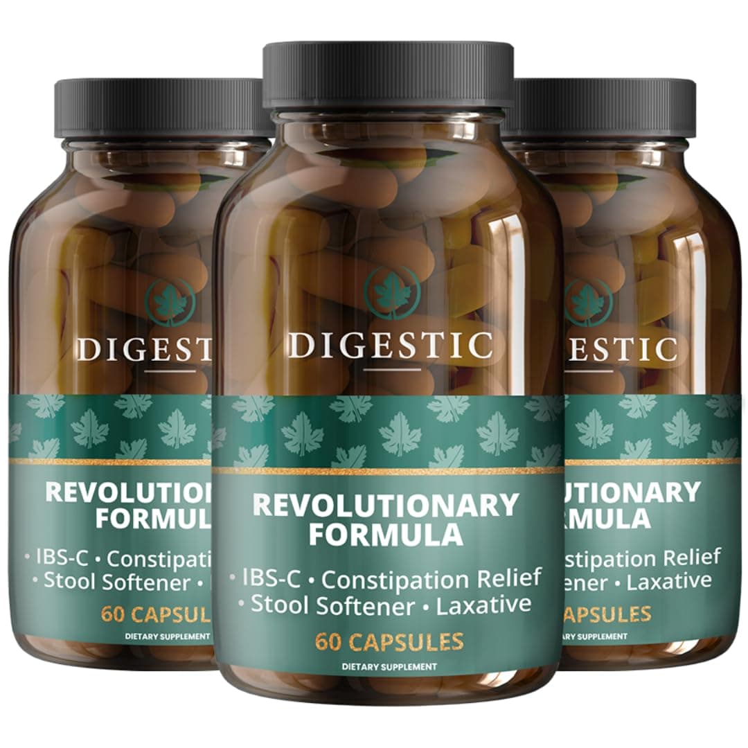 Digestic - Laxative for Constipation Relief, Stool Softener for IBS Severe and Strong Constipation 100% Natural - 180 Capsules - Colon Detox Cleanse, Gas and Bloating Stomach Relief for Adults