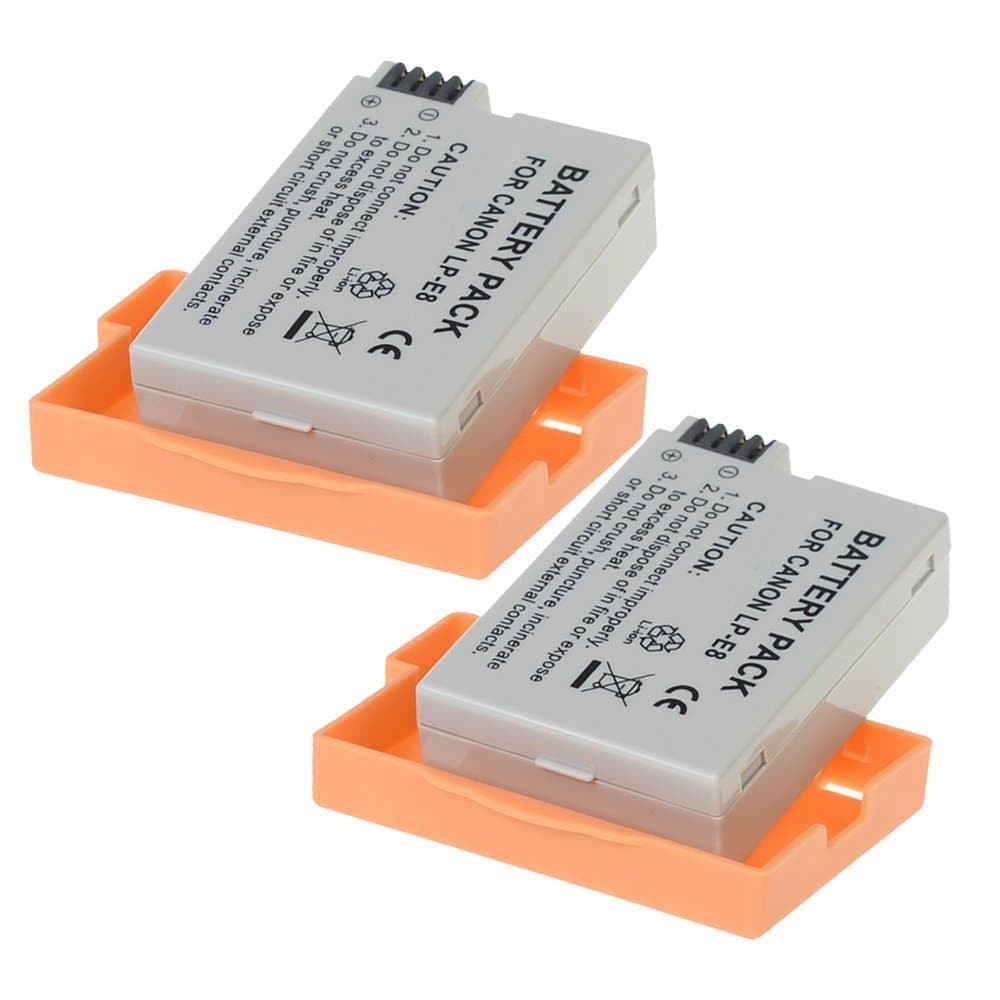 Sets of 2 Super High Power LP-E8 Li-ion Battery for anon EOS 700D, EOS 550D,EOS 650D, EOS 600D Digital SLR Camera, for BG-E8 Canon Battery Grip & LC-E8E Canon Battery Charger