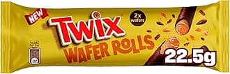 Wafer Rolls Chocolate, 22.5g, 2 Rolls of Twix Chocolate, Crispy Biscuit Layered with Caramel and Milk Chocolate